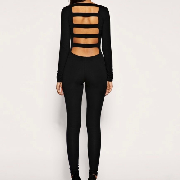 ASOS Pants - ASOS Long Sleeve Slash Back Black Unitard Sz2